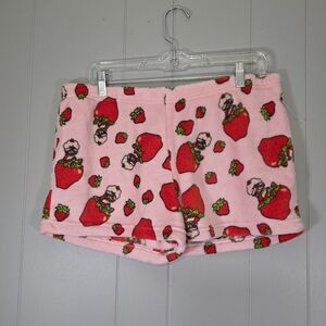 NWOT Strawberry Shortcake Pink Soft Strawberry Plush Pajama Shorts Size L